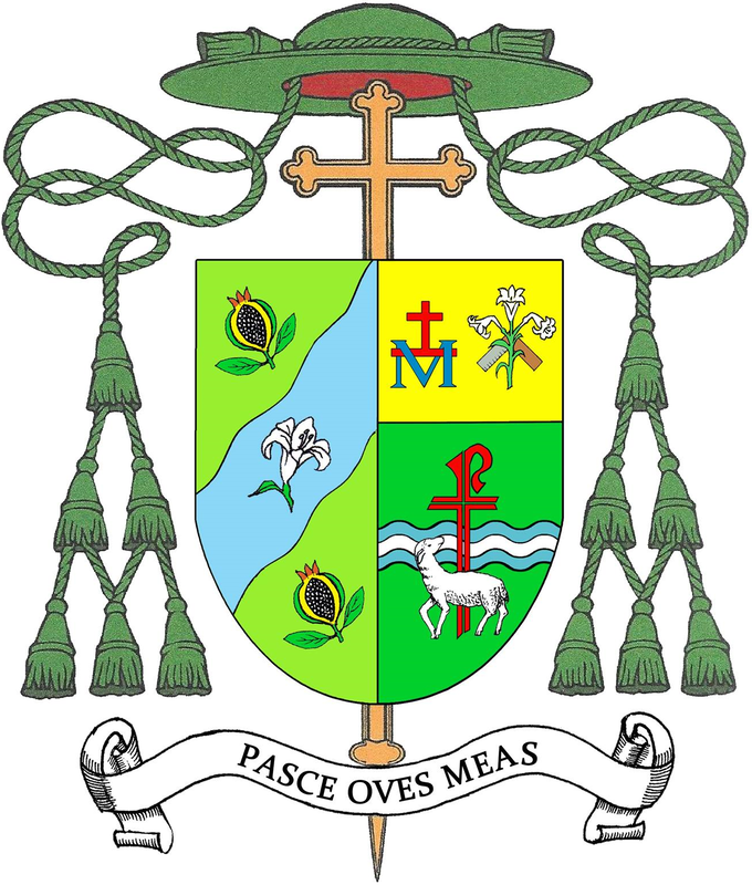 Coat of arms — Bishop Cosme Damian Racines Almedilla