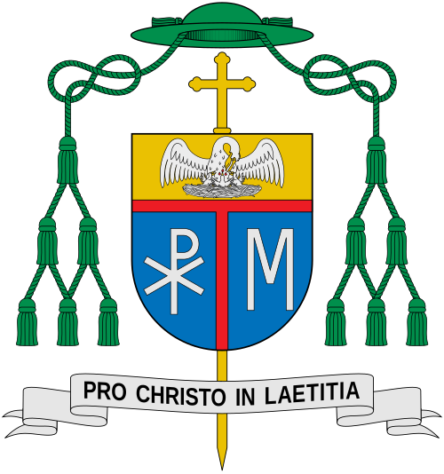 Coat of arms of the Bishop Jean-Christophe Amade Aloma, Bishop of Kalemie-Kirungu (Democratic Republic of the Congo). Reference: www.africamission-mafr.org