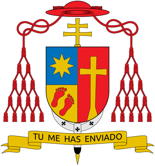 Coat of arms of the Nicaraguan Archbishop Leopoldo José Brenes Solórzano, Archbishop of Managua and Primate of Nicaragua.