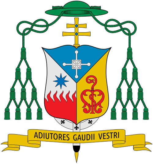 Coat of arms of Archbishop Italian Erio Castellucci, Archbishop of Modena-Nonantola.