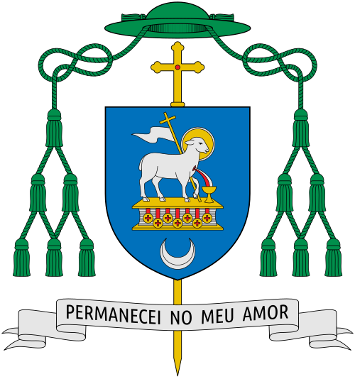 Escudo de armas del obispo brasileño Luiz Antônio Cipolini, obispo de Marília.