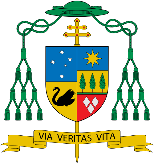 Coat of arms of Australian Archbishop Timothy Costelloe, Archbishop of Perth.
