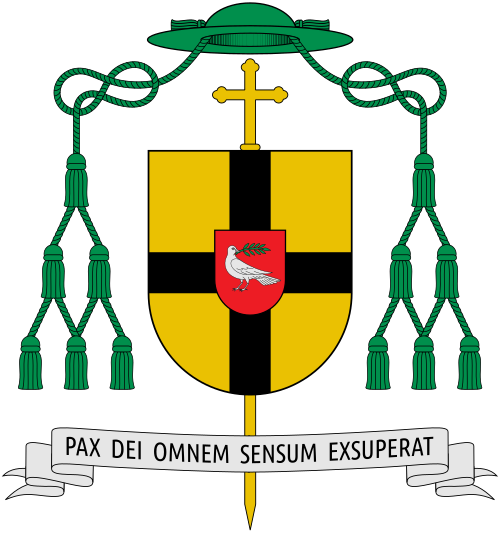Blason de Mgr Helmut Dieser en tant qu'évêque d'Aix-la-Chapelle Référence : [1] sur le site bistum.kibac.de