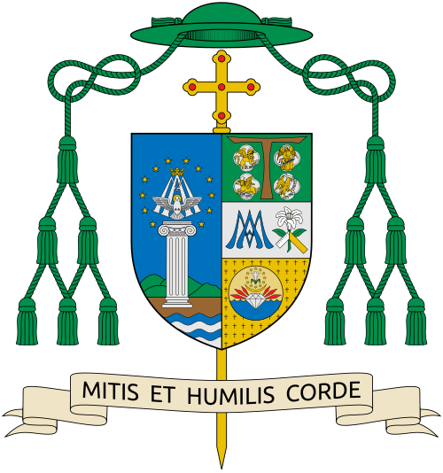The coat of Arms of Reynaldo G. Evangelista, Bishop of Imus. SVG Format.