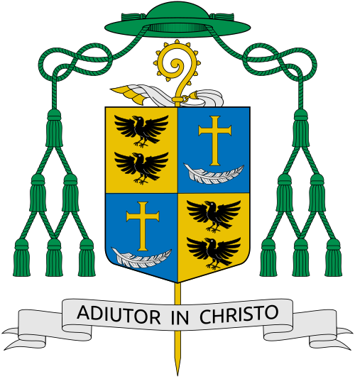 Coat of arms of the Swiss Abbot Urban Federer, Abbot of Maria Einsiedeln.