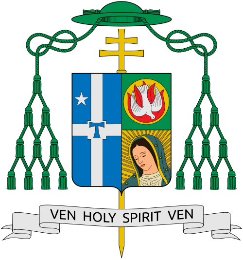 Coat of arms of the U.S. Archbishop Gustavo García-Siller, Archbishop of San Antonio. Reference: www.archsa.org (English) www.archsa.org (Español)