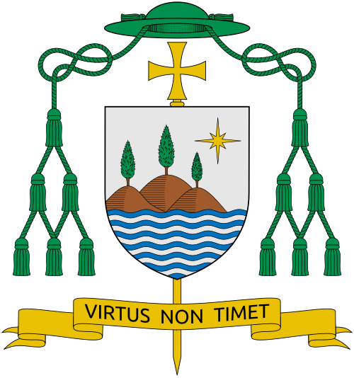 Coat of arms of the Italian Bishop Simone Giusti, Bishop of Livorno.