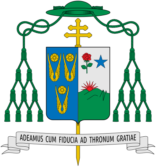 Coat of arms of Monsignor José Horacio Gómez, archbishop of Los Angeles. Reference: www.la-archdiocese.org