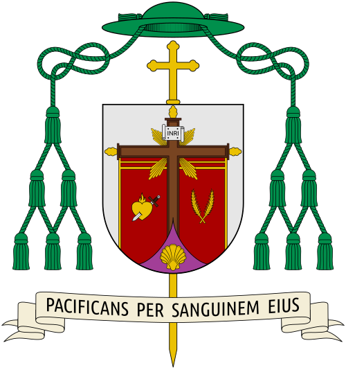 Coat of arms of the Spanish Bishop Santiago Gómez Sierra, Bishop of Huelva.