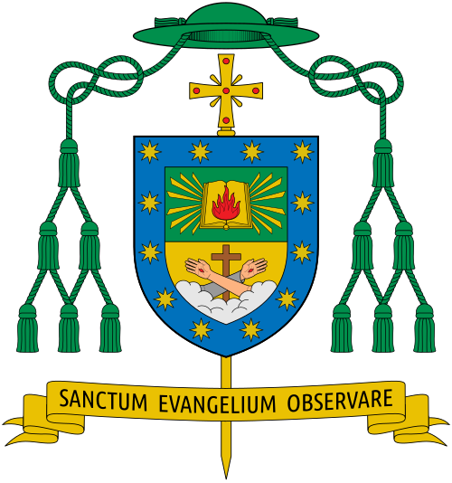 Coat of arms of the bishop Walter Heras Segarra, Bishop of Loja, Ecuador