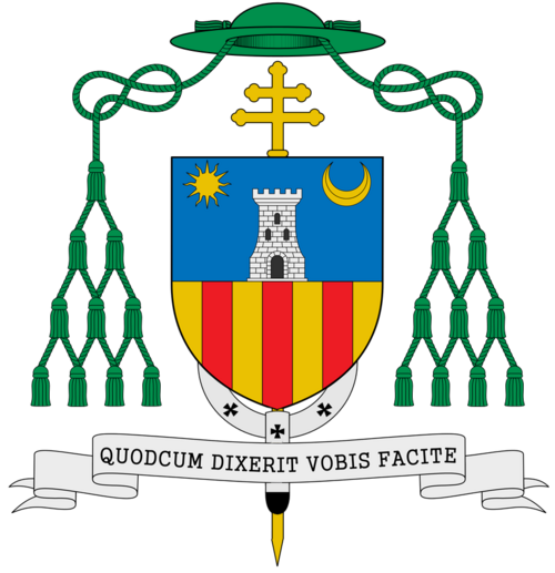 Armoiries Mgr Vincent Jordy Tours, avec croix d'archevêque et pallium d'archevêque métropolitain