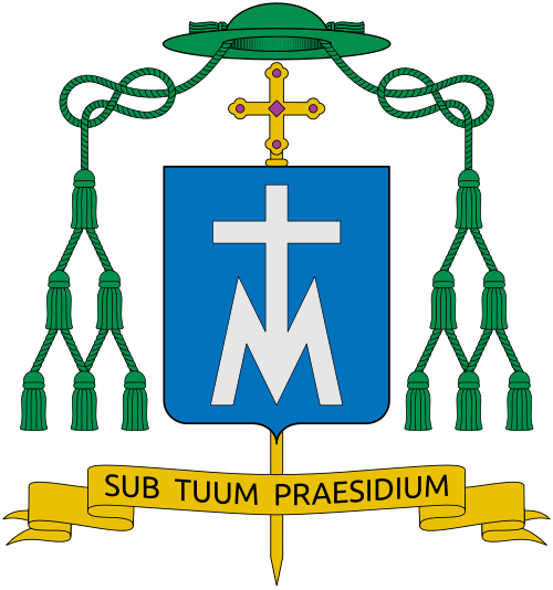 Coat of arms of the bishop Romuald Kamiński, bishop of Warszawa-Praga.