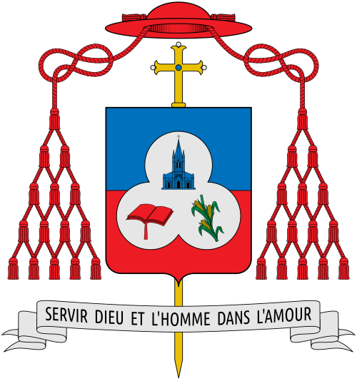 Coat of arms of the cardinal Chibly Langlois, bishop of Les Cayes. Reference: www.araldicavaticana.com