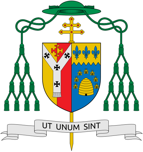 Coat of arms of the British Archbishop Bernard Longley, Archbishop of Birmingham, England, Great Britain.