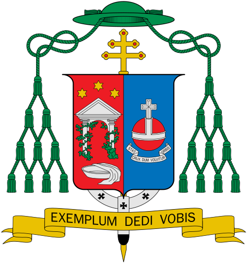 Coat of arms of the Italian Bishop Corrado Lorefice, Archbishop of Palermo.