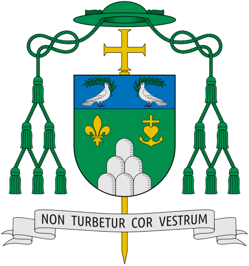 Coat of arms of the Italian Bishop Franco Lovignana, Bishop of Aosta.