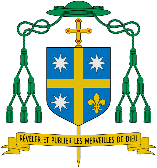 Coat of arms of the French Catholic prelate Xavier Maurice Henri Malle, Bishop of Gap.