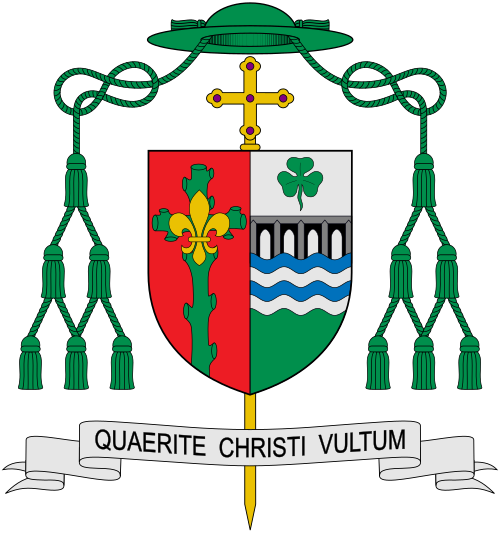 Coat of arms of the Bishop Patrick Joseph McKinney, Bishop of Nottingham, England, Great Britain.