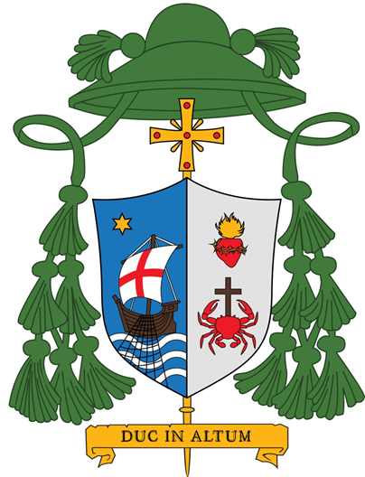 Coat of arms of the Archbishop Seno Ngutra, Bishop of Amboina, Indonesia.