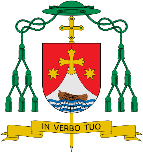 Coat of arms of the Italian Bishop Luigi Ernesto Palletti, Bishop of La Spezia-Sarzana-Brugnato.