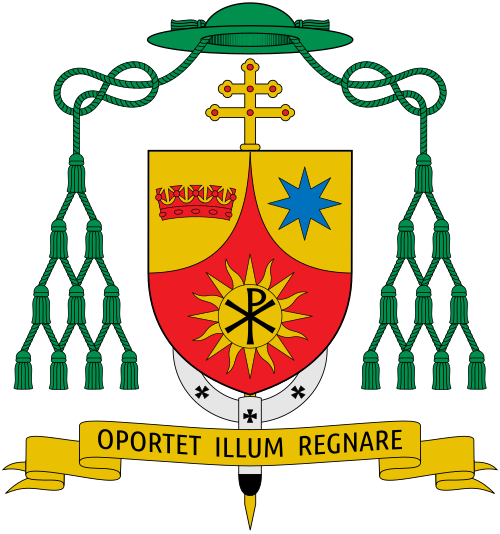 Coat of arms of the Archbishop Marcos Pérez Caicedo, Archbishop of Cuenca, Ecuador.