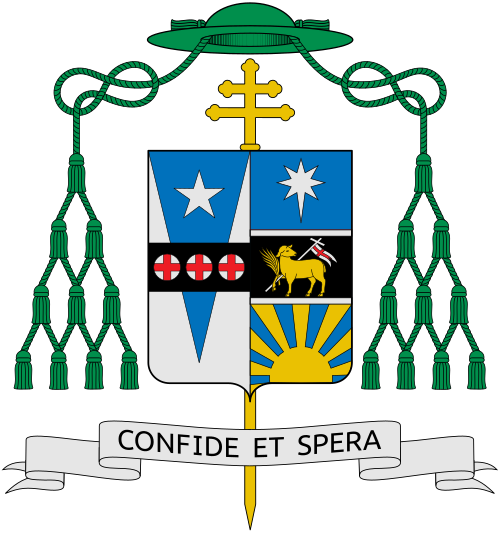 Coat of arms of Monsignor Nelson Jesus Perez, archbishop of Philadelphia.