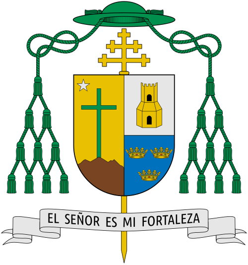 Coat of arms of the Peruvian Archbishop Salvador Piñeiro García-Calderón, Archbishop of Ayacucho. Reference: www.arquidiocesisdeayacucho.org