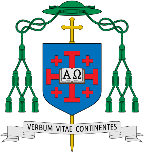 Coat of arms of the Bishop Roman Pindel, Bishop of Bielsko-Żywiec.