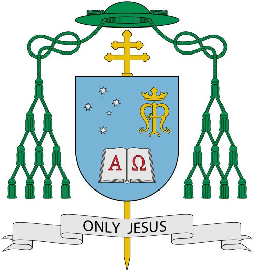 Coat of arms of Australian Archbishop Christopher Prowse, Archbishop of the Roman Catholic Archdiocese of Canberra–Goulburn.