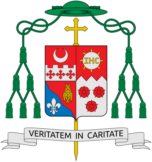 Coat of arms of the U.S. bishop Kevin Carl Rhoades, Bishop of Fort Wayne-South Bend. Reference: www.diocesefwsb.org