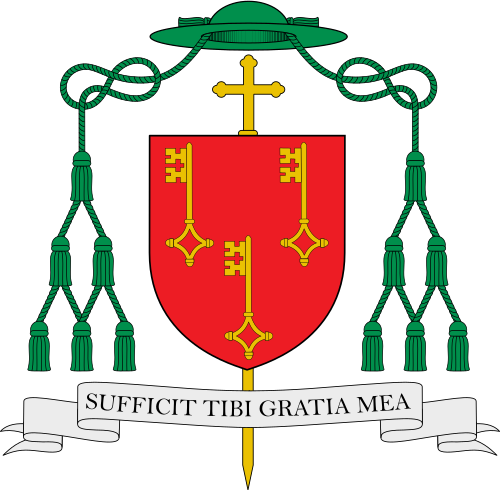Armoiries de Mgr Benoit Rivière en tant qu'évêque d'Autun (sans pallium puisque ce privilège n'existe plus).