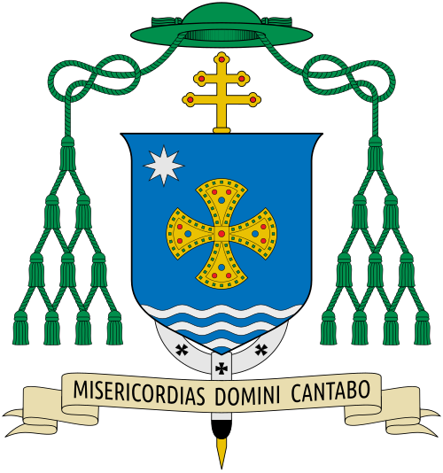 Coat of arms of Monsignor Giuseppe Satriano, Archbishop of Rossano-Cariati.