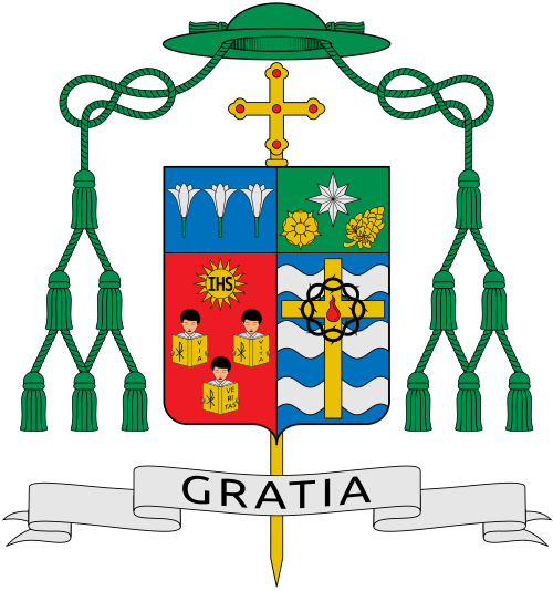 Coat of arms of Rufino Coronel Sescon Jr, Bishop of Balanga, used since February 5, 2025.