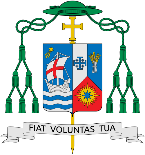 Coat of arms of the bishop Oscar Azarcon Solis, Bishop of Salt Lake City, Utah, USA.