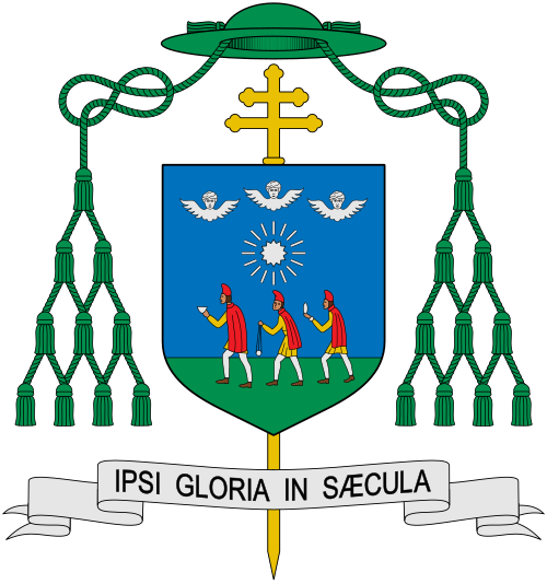 Coat of arms of the Archbishop Csaba Ternyák, Archbishop of Eger, Hungary. Reference: uj.katolikus.hu