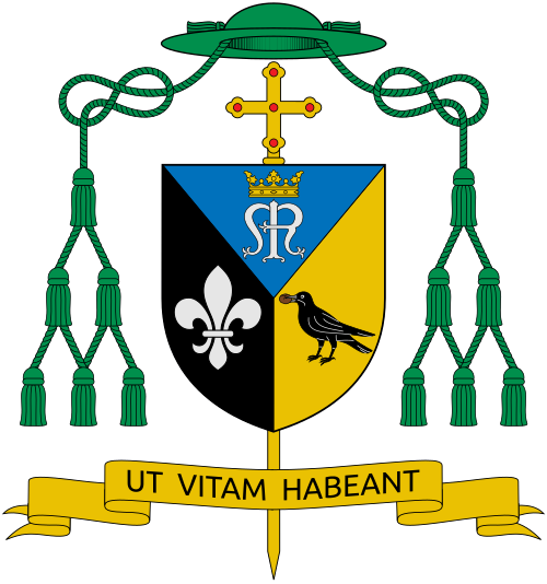 Coat of arms of the Bishop David William Valencia Antonio, Auxiliary Bishop of Nueva Segovia.