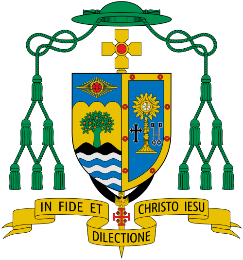 Coat of arms of the U.S. bishop Kevin William Vann, Bishop of Orange in California. Reference: www.rcbo.org