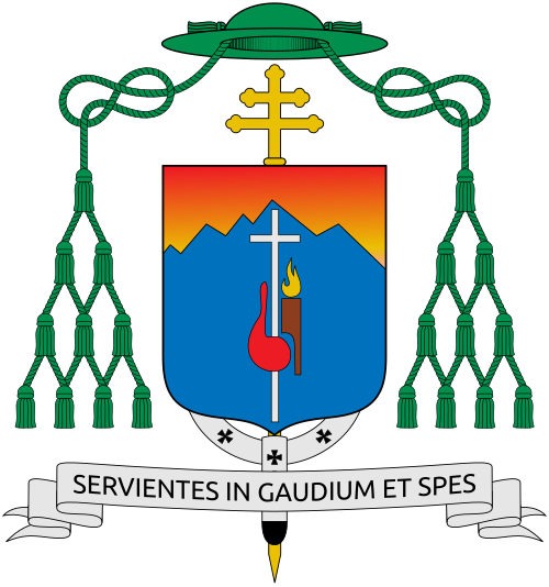 Coat of arms of Joseph Vũ Văn Thiên Slogan: "Servientes in Gaudium et Spes"