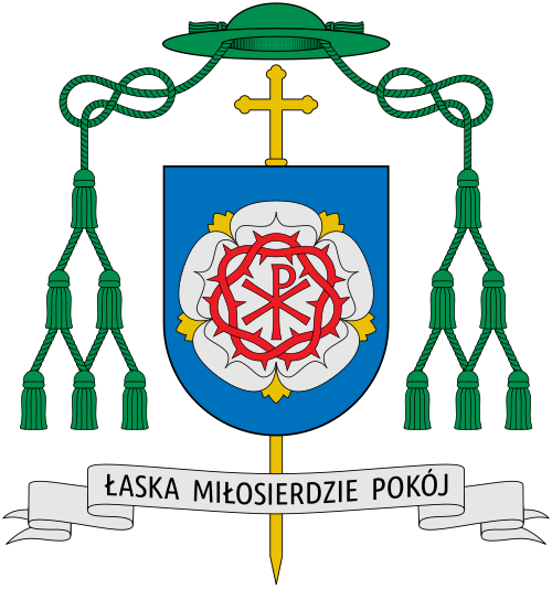 Coat of arms of the Bishop Krzysztof Stefan Włodarczyk, Auxiliary Bishop of Koszalin-Kołobrzeg. Reference: koszalin.gosc.pl
